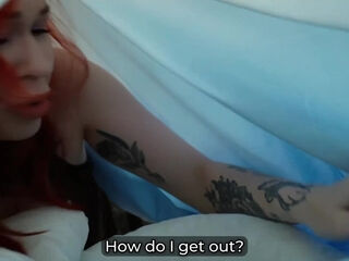 Russian Stepmom Trapped in Duvet Cover, Fingering, Fuck and Facial