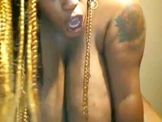 Black Bbw With Huge Tits Goes Crazy On Dildo, Screaming