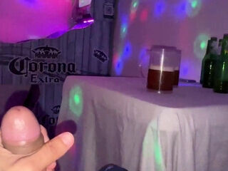 The evening drinking session with a cute brunette turns rather hot