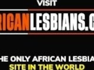 "Horny strap on sista fucks busty black lesbian girlfriend"