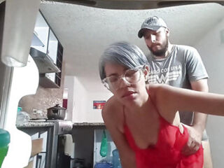 I went to the kitchen and he stuck his cock all the way in.
