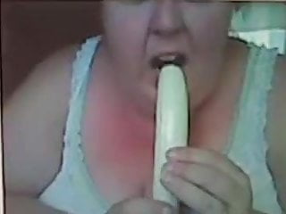 Plumper Mandy from Maine frolicking with banana