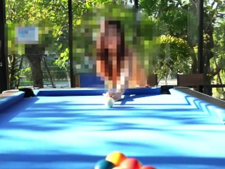 nudist play billiards in public