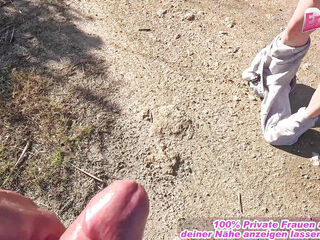 German amateur teen gets fucked outdoors by stranger man
