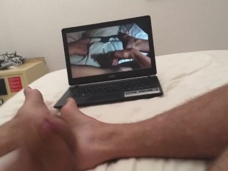 Man faps off seeing his supah uber-sexy gf masturbatine