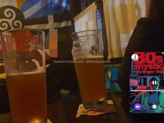 She's cumming like crazy in a public bar with remote-controlled vibrators. She asks to stop...