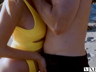 Bald stallion picks up an incredible blonde at the beach and fucks her with real passion