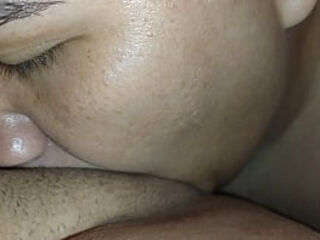nice eye contact pussy eating to my wife before missionary fuck