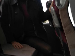 'Fully dressed up public bus syntribation orgasm'