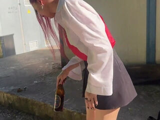Brunette graduate got caught drinking and got punished