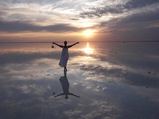 Sunset on salt-Lake Elton