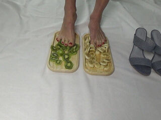 I trample the fruit with my feet. Lick My Legs