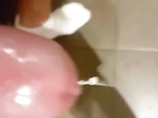 Orgasm masturbation ejaculation jerk off cock in friend's bathroom