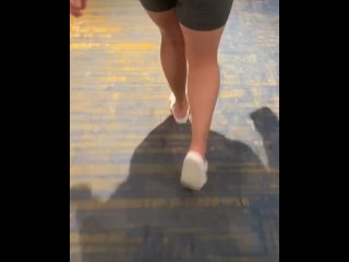 Latina Wife walking around hotel showing ass and tits