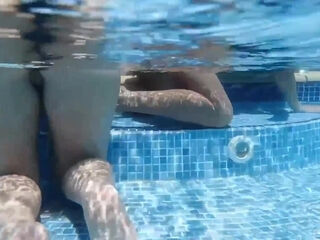 Three horny lesbian girls with big tits have fun playing with their dildo in the swimming pool