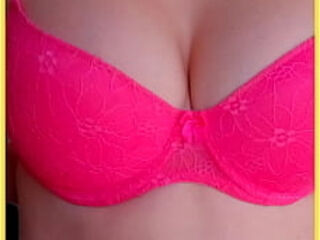 WIFE stuns in amazing hot pink lacey bra