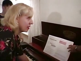 Grown up piano instructor double penetrated