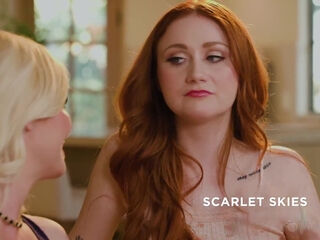 Slim Redhead Scarlet Skies & Her Buxom Blonde Stepmom Serene Siren Indulge In Sensual Lesbian Sex