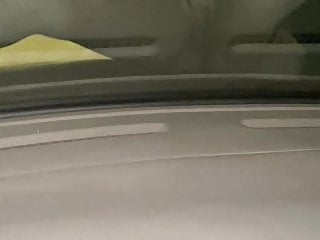 Solo female masturbation on hood of car