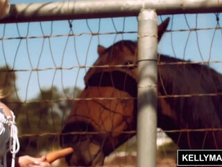 Gorgeous Buxom Blonde Mature Cowgirl Kelly Madison Rides Hefty Dick Of Her Horny Stallion